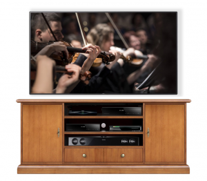 TV cabinet 160 cm wide with height adjustable shelves