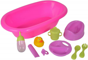 Simba Toys  - Vaschetta da Bagno con Vasino, Paperetta, Biberon, Ciuccio e Accessori, 10 Pezzi