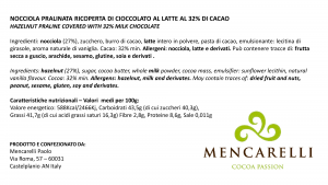 Nocciole pralinate ricoperte di Cioccolato al Latte 32% - 40g