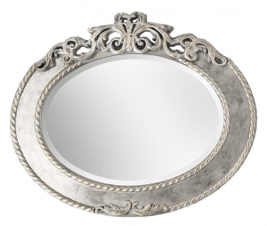 Espejo ovalado con cresta tallada acabado en pan de oro o plata