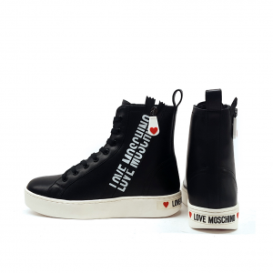 Sneakers alte nere con zip Love Moschino