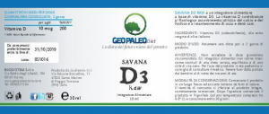 SCORTA 20pz Savana D3 Raw - VITAMINA D - 240.000 UI a flacone in Olio Extravergine di Oliva BIO