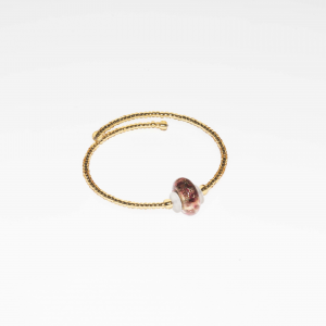 Bracciale in conteria dorata con perla rosa in vetro di Murano PR Lampwork