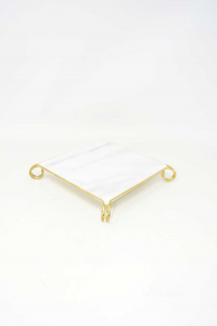 Trivet In Marble And Brass 16x16 Cm