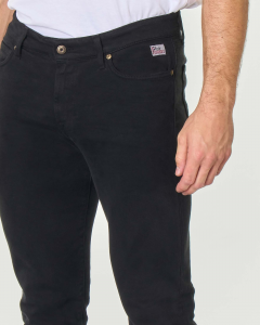 Pantalone nero cinque tasche in bull di cotone stretch