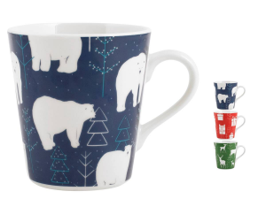 Home Set 6 Mug, Porcellana, Decoro Gift/cervo/orso, Cc300