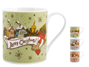 Home Set 6 Mug, Porcellana, Merry Christmas, Cc360