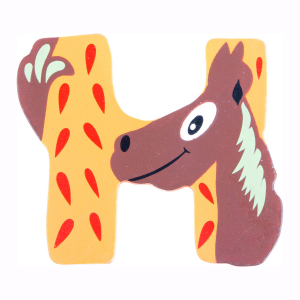 Lettera decorativa colorata in legno nomi bambini Animali H