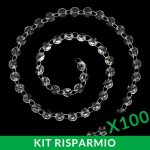 Confezione risparmio: 100 metri catena cristalli ottagono 14 mm anello brisè nickel
