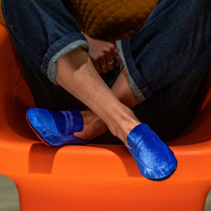 Scarpa da casa mocassino indoor pantofola velluto Couturier blu elettrico WAI