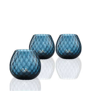 3 Pieces Set of Macramè Candle Holder Air Force Blue