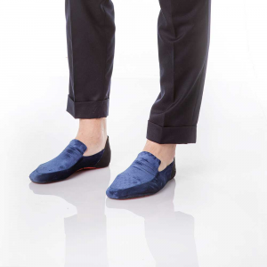 Scarpa da casa mocassino indoor pantofola velluto Blu scuro WAI