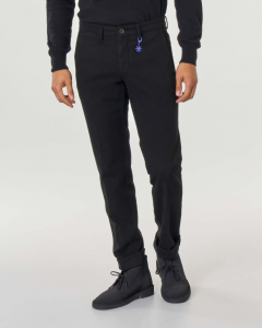 Pantalone chino nero in cotone stretch micro armatura