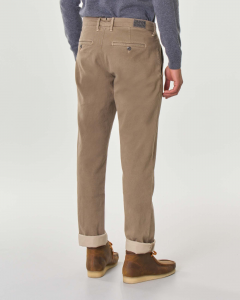 Pantalone chino beige in drill di cotone stretch