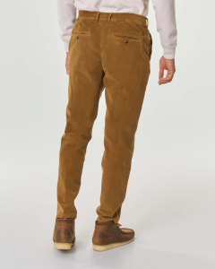Pantalone color biscotto in velluto di cotone stretch millerighe