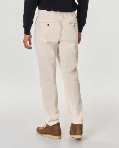 Pantalone bianco in velluto di cotone stretch millerighe
