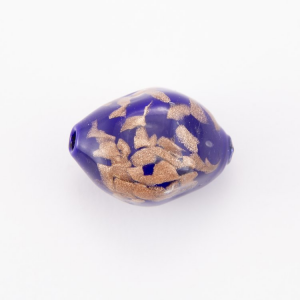 Perla di Murano grande formato poliedrico 28 mm blu con avventurina
