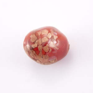 Perla di Murano grande formato poliedrico 28 mm color corallite con avventurina