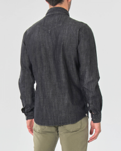 Camicia in denim nero stone washed modello western
