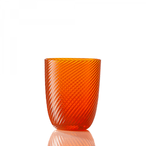 Water Glass Idra Twisted Striped Orange