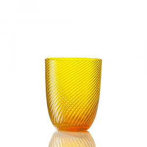 Water Glass Idra Twisted Striped Yellow
