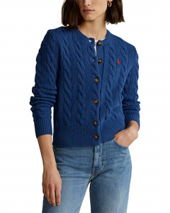 Cardigan in cotone a trecce di Polo Ralph Lauren in Blu Donna Abbigliamento da Maglieria 