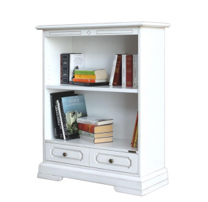 Low bookcase with drawer - white