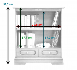 Low bookcase with drawer - white