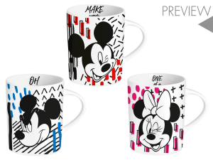 Home Disney Mickey Mark Set 6 Tazze Mug, Porcellana, Decori