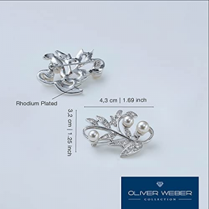 Oliver Weber - Spilla Leaf Pearl Rodio 58013