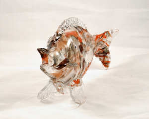 Scultura pesce in vetro di Murano soffiato
