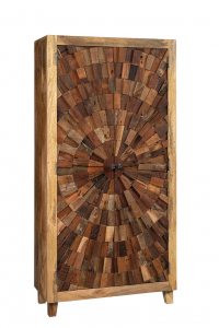 Walden - Stipo in mango massello e dettagli in legno riciclato con 2 ante. Misure: cm 90 x 40 x 181 h