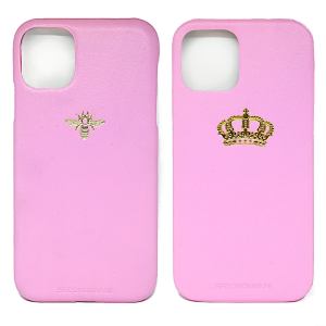 Cover in ecopelle rosa marchiata oro a caldo per iPhone 13, 13 Pro, 13 Mini, 13 Pro Max