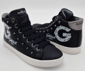 Gaelle Paris -Sneaker Mid nera borchie e glitter