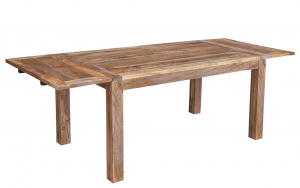 Brest - Tavolo allungabile in legno massello di mango e rifiniture con effetto antico. Misure: cm 90 x 160/240 x 78 h