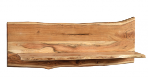 Flint - Mensola in legno massello di acacia, color naturale. Misure: 120 x 22 x 43 h