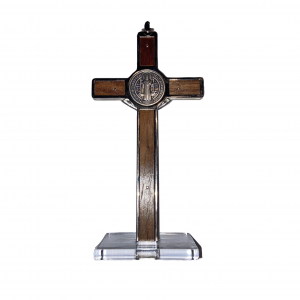 Metal Crucifix with Rosewood insert,  with base