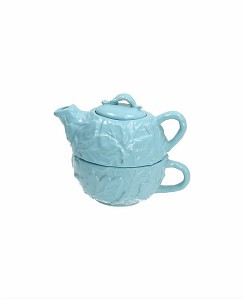 TOGNANA - Teiera Tea For One 300 Cc Keep Calm Stoneware Azzurro LINEA MILK&COFFEE