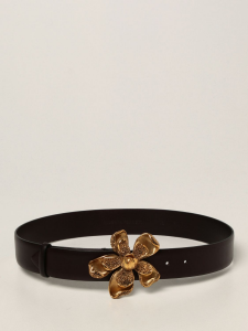 Cintura nera in pelle con fibbia a fiore Alberta  Ferretti 