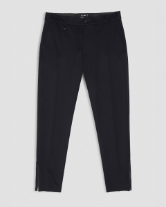 Pantalone chino nero skinny in jersey punto milano di viscosa con cerniera sul fondo