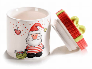 Barattolo in ceramica con decoro Babbo Natale
