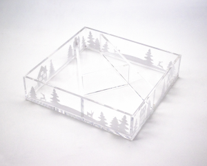 Plexiglass tray with laser engraved decorations
