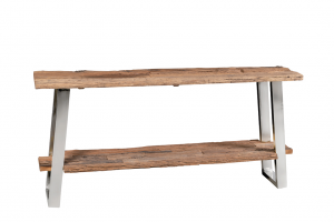 Madera - Consolle in legno massello riciclato di Saal e ferro. Misure: 190 x 40 x 90 h