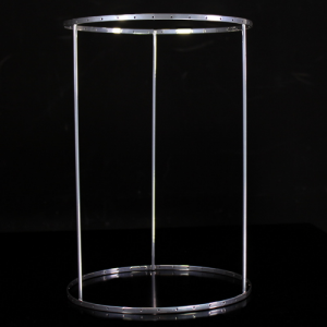 Montatura verniciata cromo per portacandela, bordo 6 mm con 36 fori per catene di cristalli. Ø30 x h21 cm