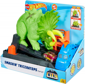 Hot Wheels City Playset Pista Attacco del Triceratopo con Lanciatore e Macchinina