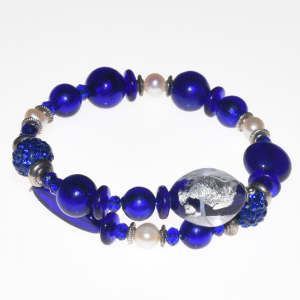Bracciale blu in perle di vetro di Murano PR Lampwork