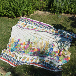 Mezzero in lino stampato a tema Kactus multicolore 180x280cm