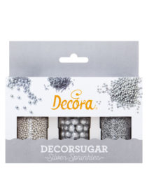 Set 3 decorazioni in zucchero argento Decora