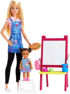 Barbie Carriere Playset Insegnante di Pittura Bionda con Bambola e Accessori, Giocattolo per Bambini 3+ Anni, GJM29