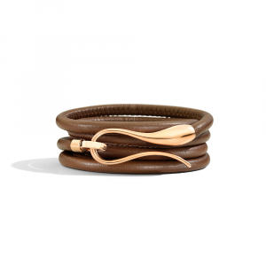 Elika Leather bracelet with gold clasp